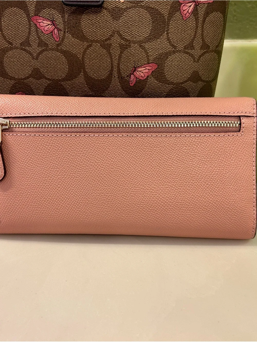Coach Signature Print Tote with Butterfly Accents AND Coordinating Wallet! - Picture 12 of 16